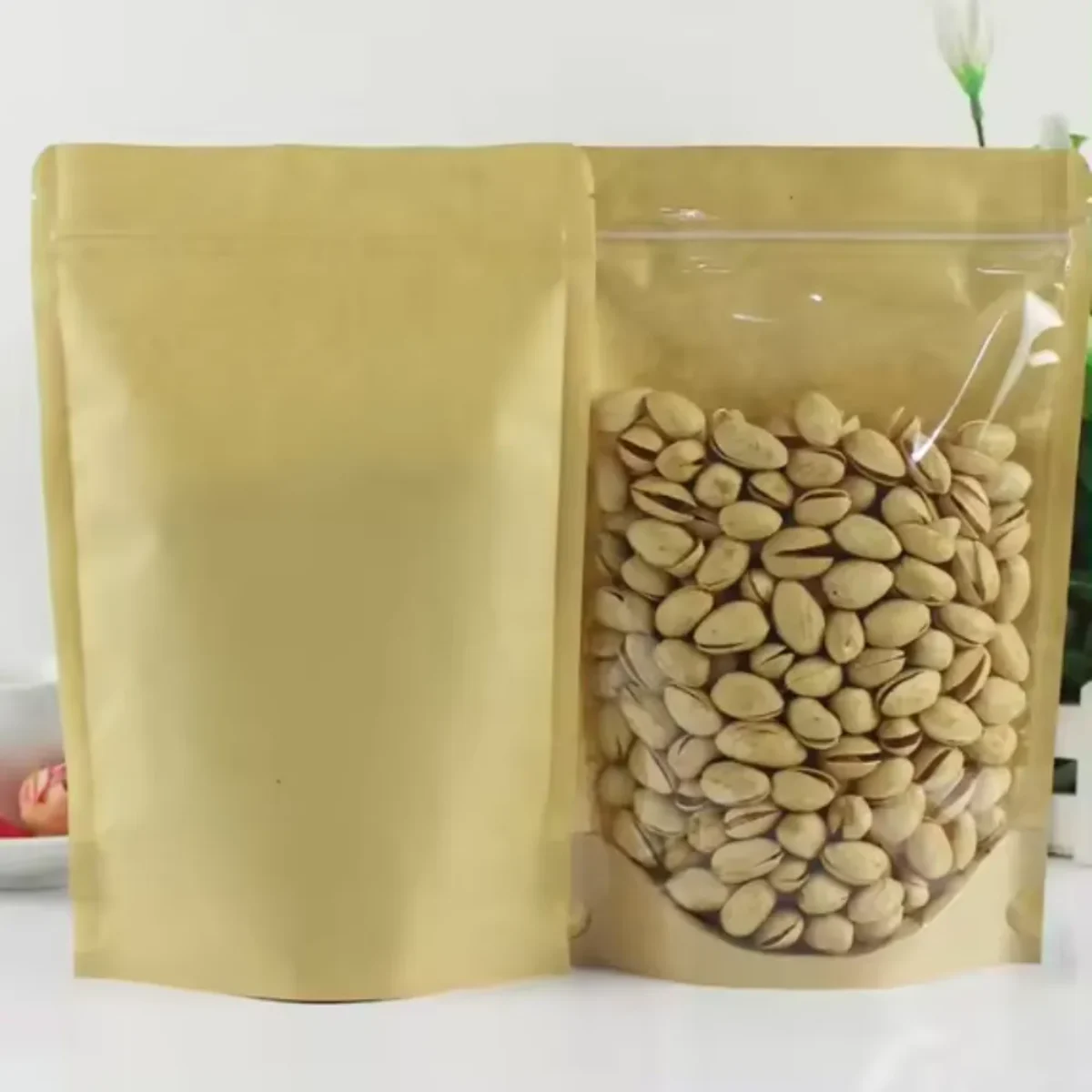 Brown paper kraft bags clear front Brown paper kraft bags clear front