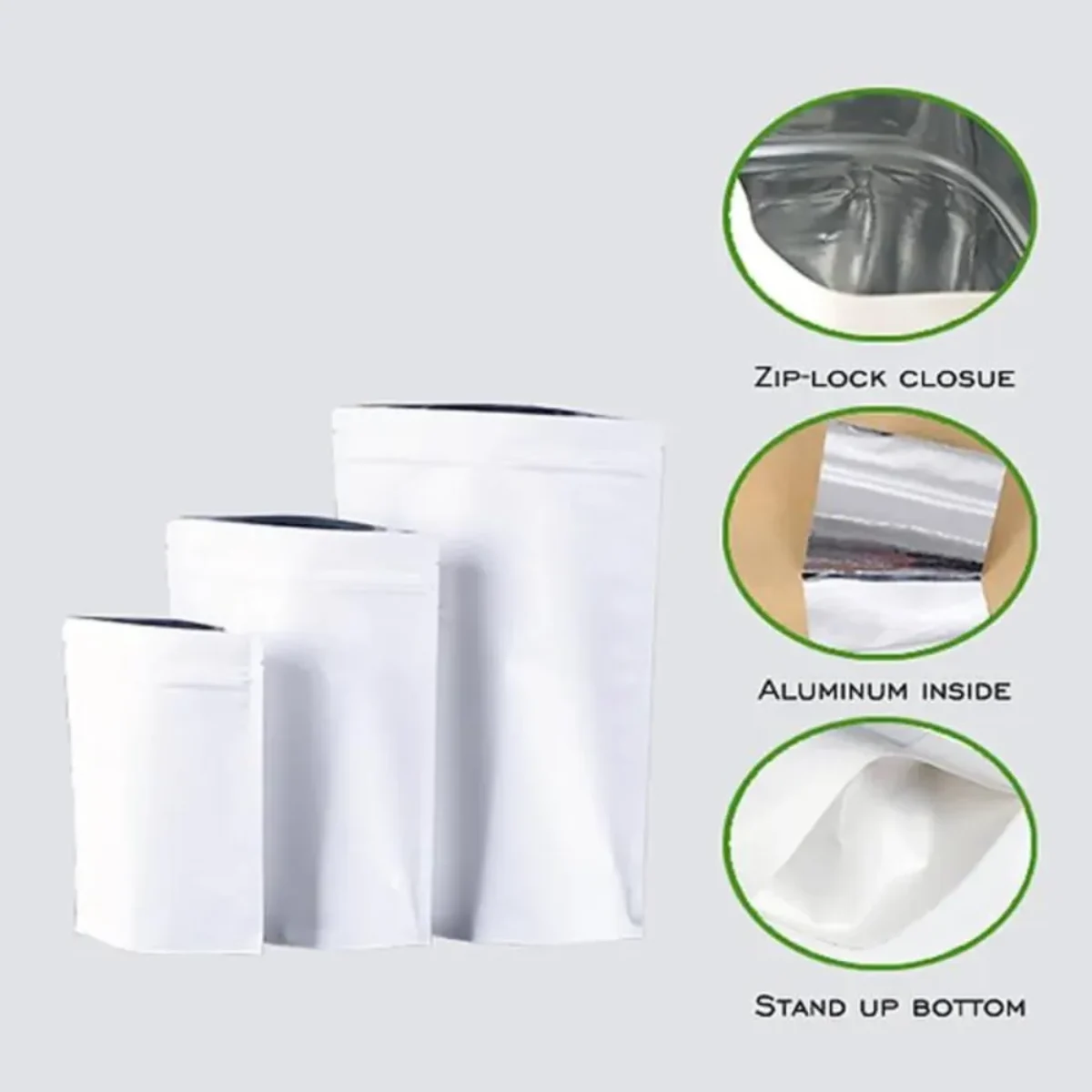 White Kraft Paper With Aluminium Lamination Standup Pouch White Kraft Paper With Aluminium Lamination Standup Pouch